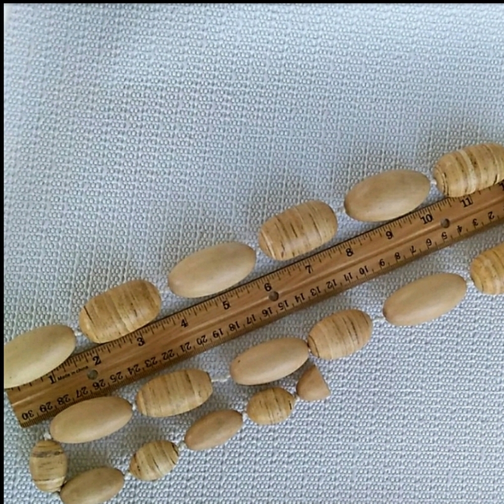 RARE '80s HOLLAND MANOUK BIJOUX 50" Alternating Stacked Solid Wood Bead Necklace - Picture 12 of 16